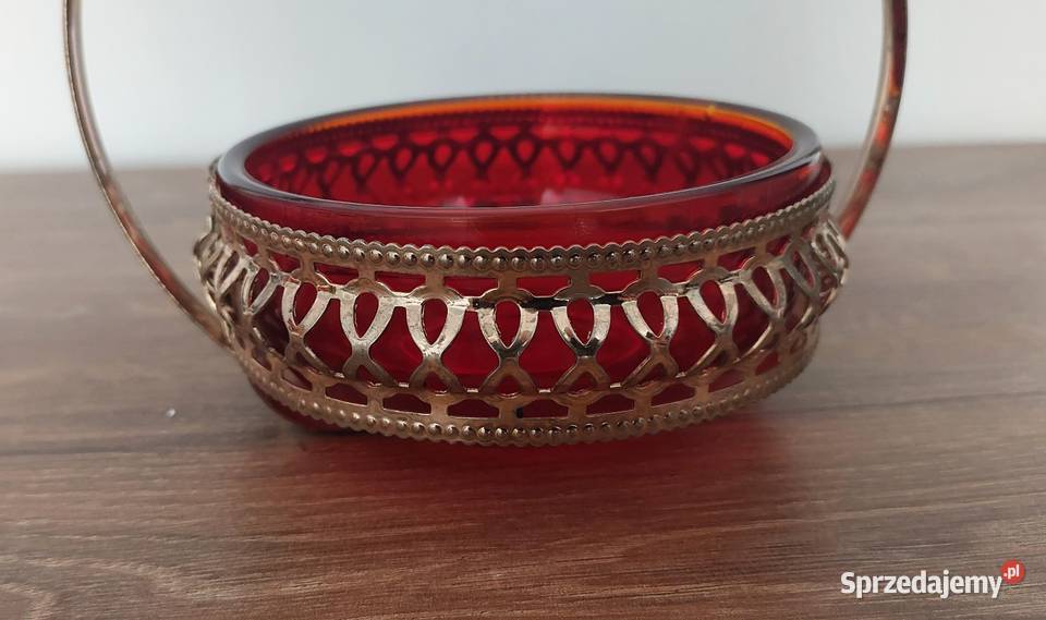 Cukierniczka stara PRL czerwone szkło śląskie