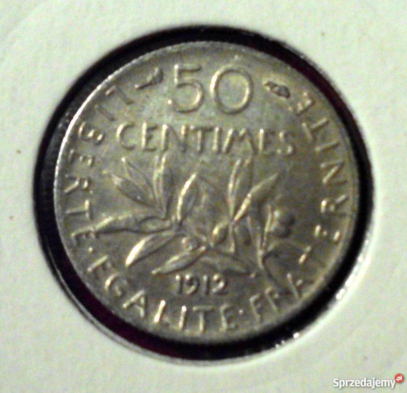 FRANCJA 50 centimes 1912 1915 SREBRO Numizmatyka Kraków