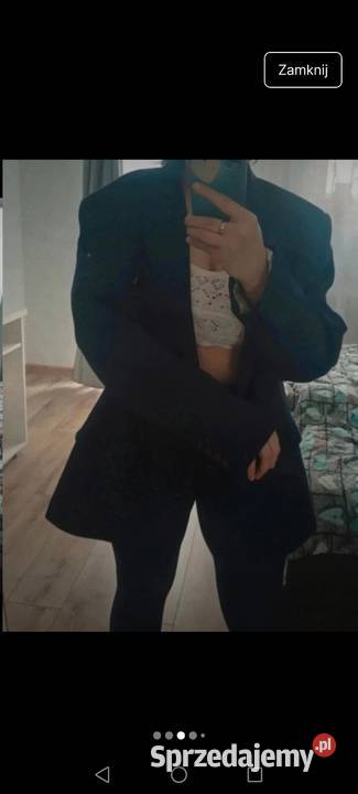 Marynarka Wełniana granatowa o kroju męskim Marynarki i żakiety Krosno