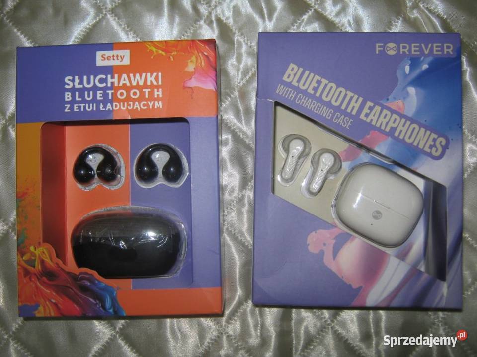 Słuchawki bezprzewodowe douszne Czarne Białe Baranowo