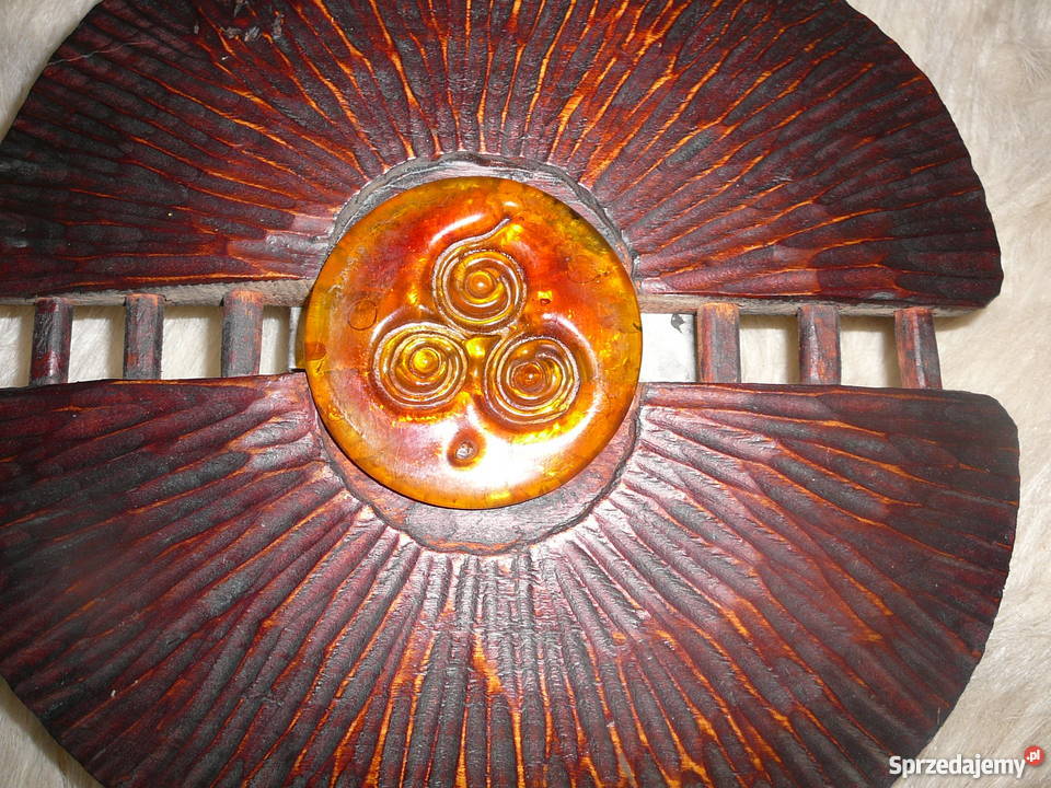Lampa drewno duża rzeźbiona ścienna rzeźba ze dolnośląskie