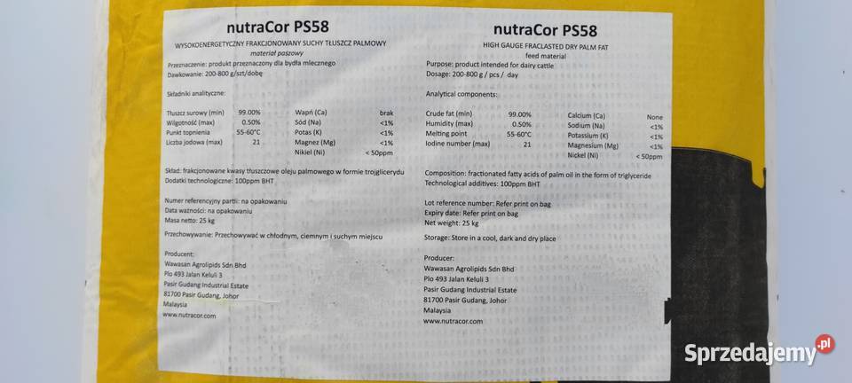 Tłuszcz paszowy palmowy trójglicerydy krów bydła Strzelce Wielkie sprzedam