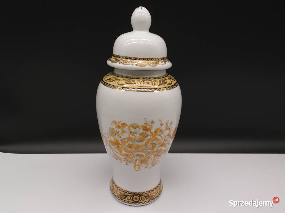 Duża Porcelanowa Amfora z Pokrywą Złocona Raszków