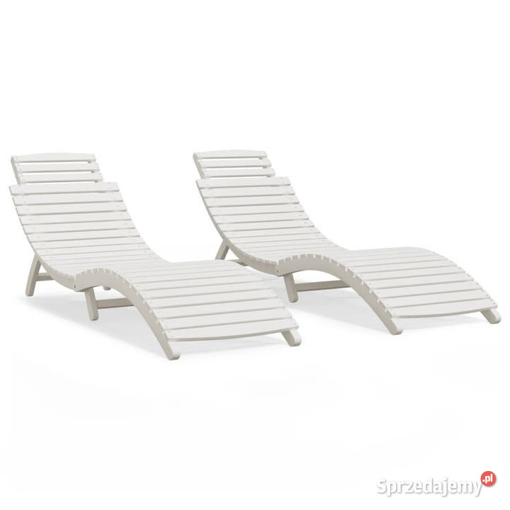 Leżaki 2 białe 184x55x64 lite drewno akacjowe Warszawa