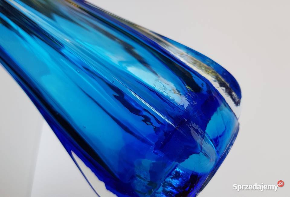 Szklany wazon kolorowe szkło vintage PRL śląskie Dąbrowa Górnicza