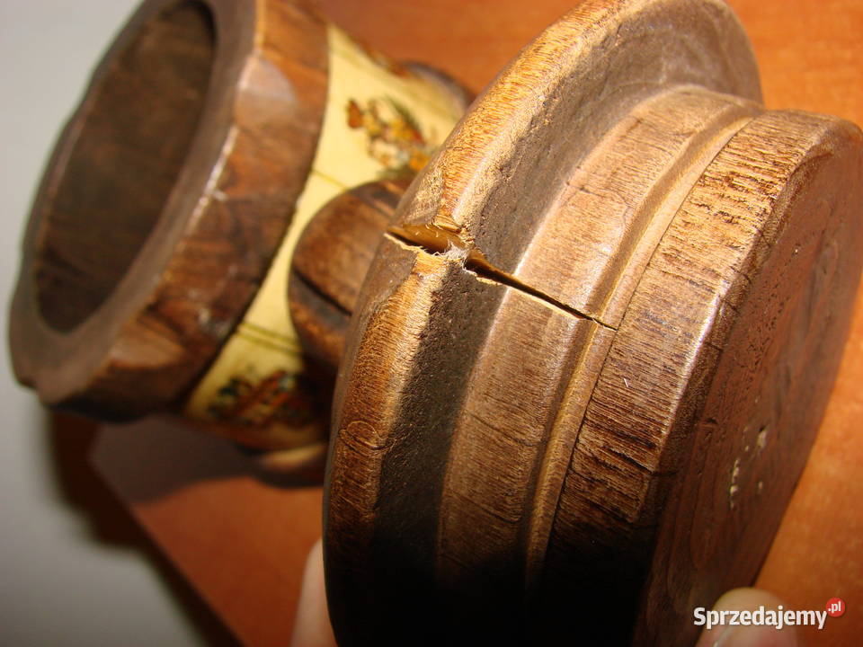 drewniane pudełko puszka Pruszcz Gdański