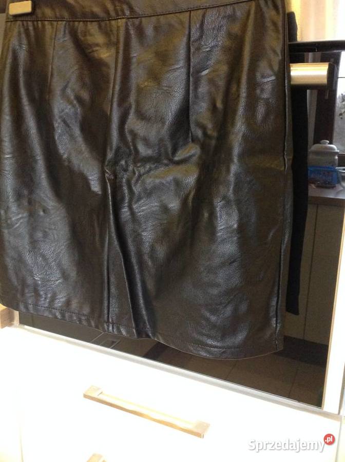 Spódnica Czarna Mini Skórzana Damska L napy NOWA
