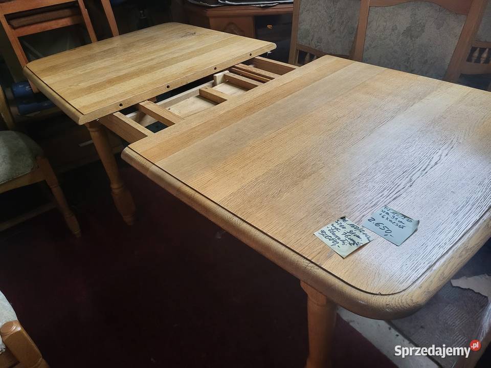 Duży rodzinny stół dębowy z krzesłami z Niemiec 210cm Sypniewo