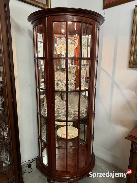 Półokrągła przeszklona mała witryna ze szklanymi 47cm Ełk