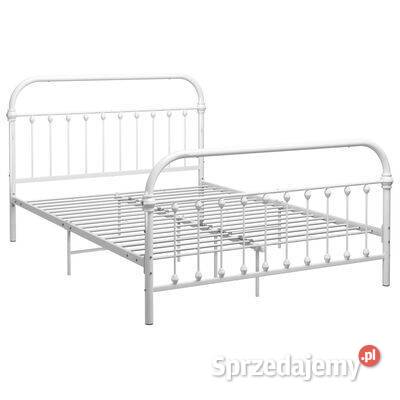 vidaXL Rama łóżka biała metalowa 140 x 200 mazowieckie Warszawa