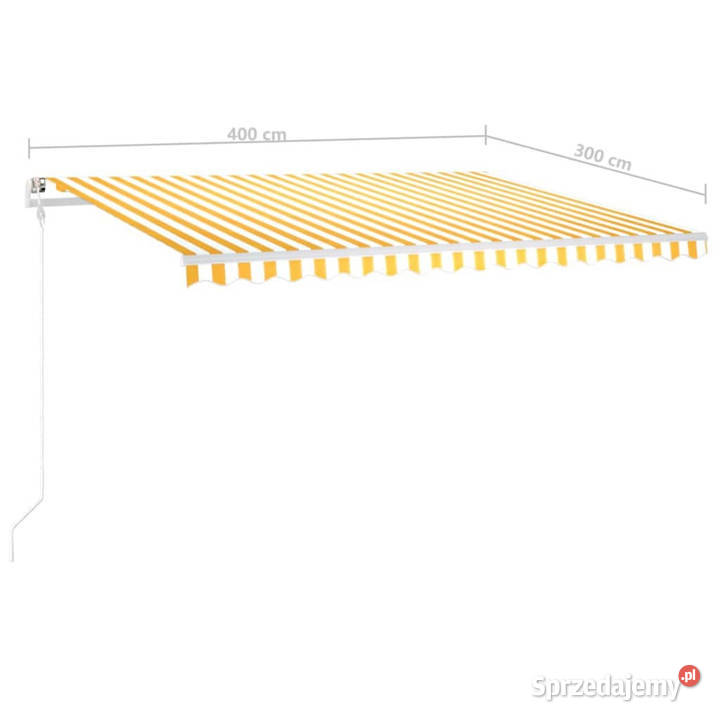 Ręcznie zwijana markiza z LED 4x3 m żółtobiała mazowieckie Warszawa