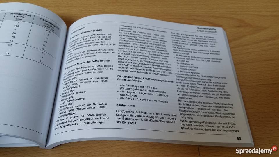 Książka serwisowa MAN Wartungsnachweis Motoryzacja Szamotuły sprzedam