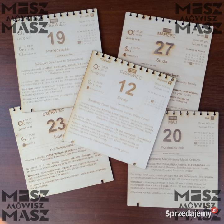 Kartka z kalendarza 17 drewno 18 40 50urodziny Racot sprzedam