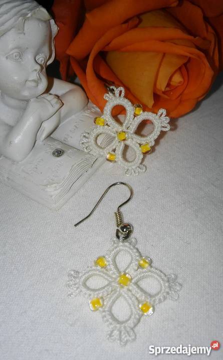 Kolczyki Frywolitkowe małopolskie Wiśniowa