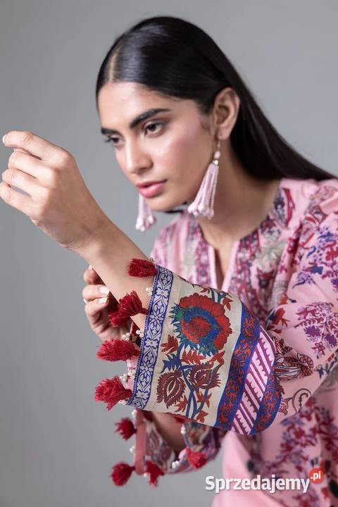 Lużna tunika XXL 44 3XL 46 różowa bawełna kameez Bluzki i koszule Szczecin