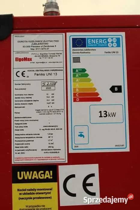 KOCIOŁ Węgiel 13 kW Klasa 5 Piece KOTŁY Drewno Łódź sprzedam