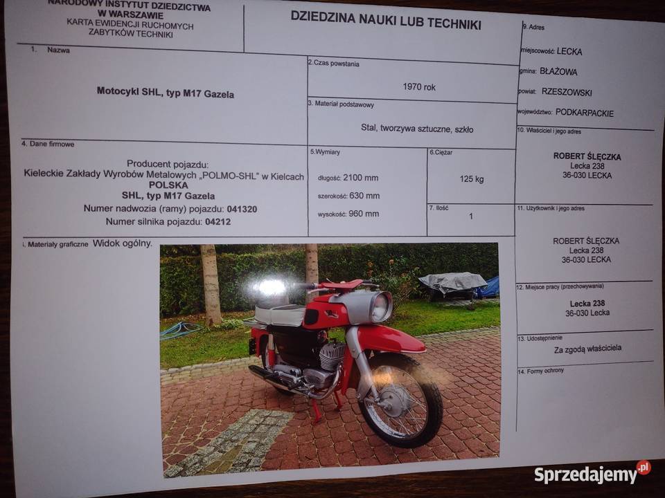 Sprzedam motocykl Gazela pozostałe Pozostałe Czerwienne