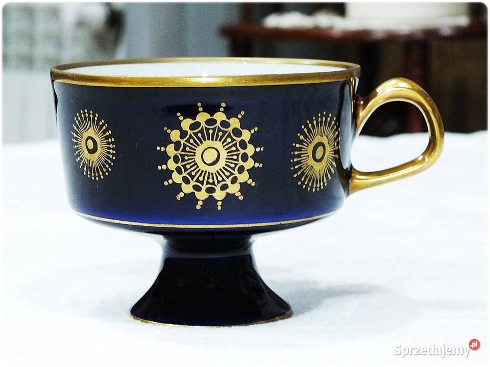 Filiżanka kobalt porcelana kobaltowa złota DDR Żary sprzedam