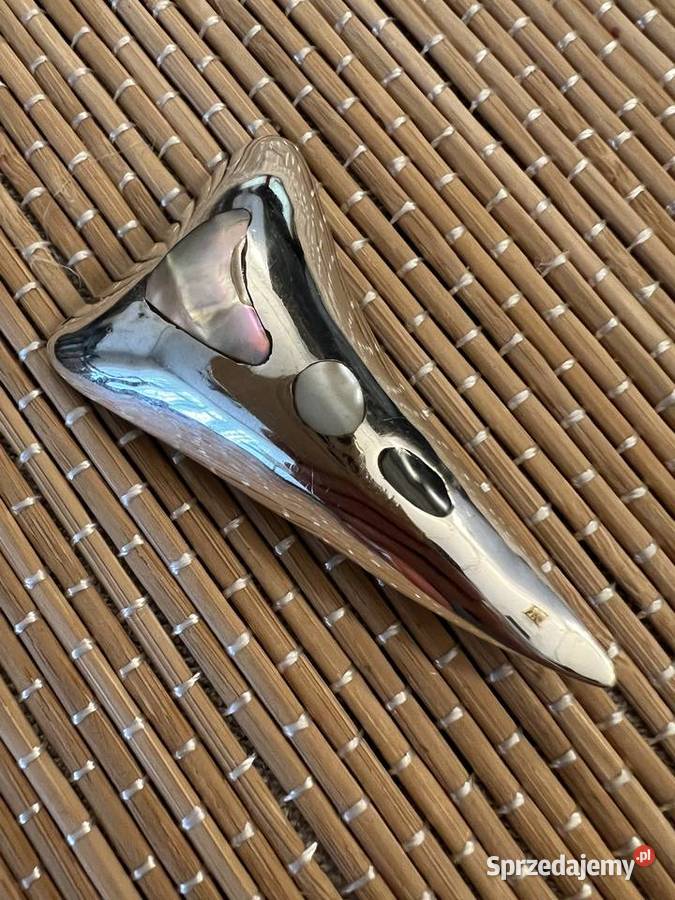 Srebrna brosza broszka muszla abalone onyks Warszawa