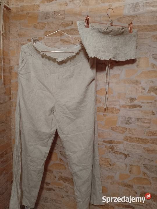 LXL Shein Lniany Zestaw letni spodnie top Moda i Styl