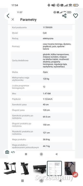 Bieżnia Domowa Elektryczna Składana Treningowa Pozostałe Bydgoszcz