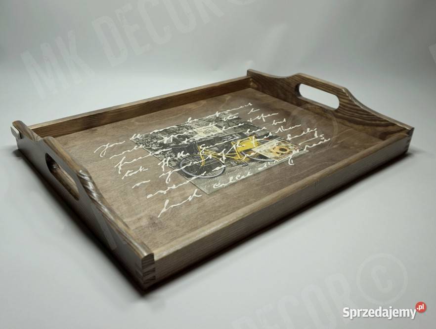 Drewniana taca prostokątna DECOUPAGE Akcesoria kuchenne wielkopolskie Jarocin sprzedam