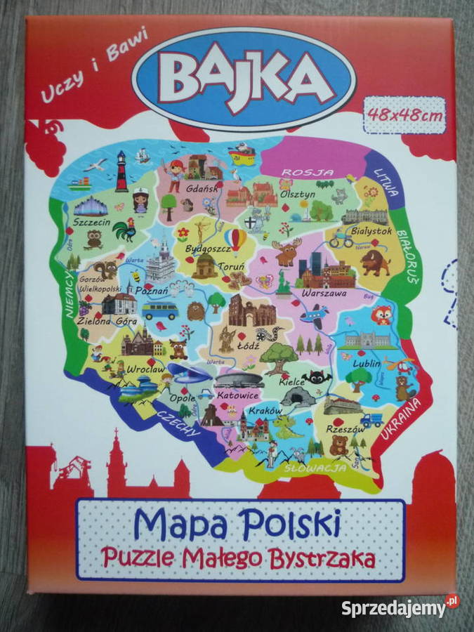 Zestaw Gra edukacyjna Puzzle Mapa Polski Karty Szczecin