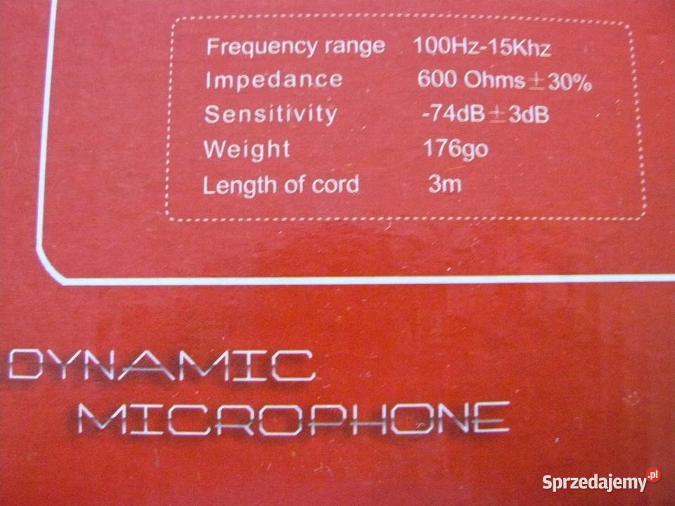 Mikrofon Dynamic Microphone kompletny parametry lubuskie Nowa Sól