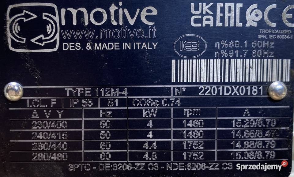 silnik elektryczny 4kW 1460obr 3fazowy IE3 Pigża sprzedam