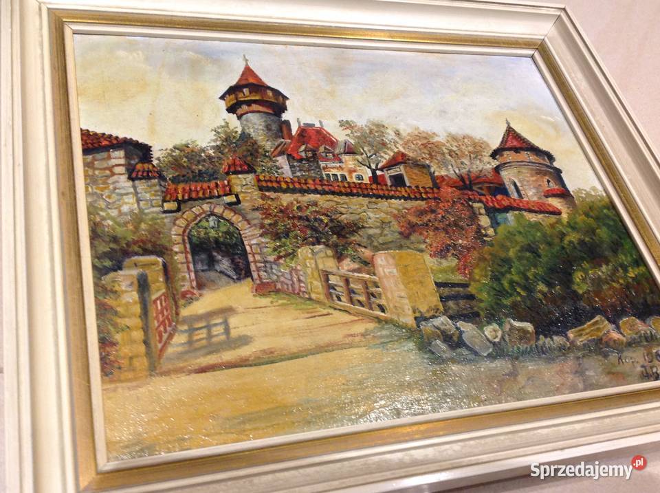 Pięny Stary Obraz Olejny w Ramie Sygnowany