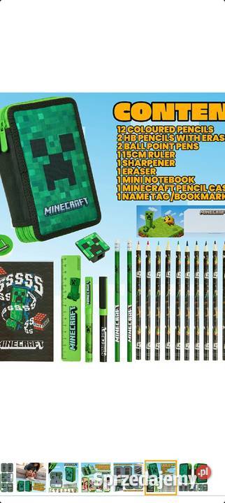 Piornik Minecraft z wyposazeniem 3 komorowy Bełchatów sprzedam