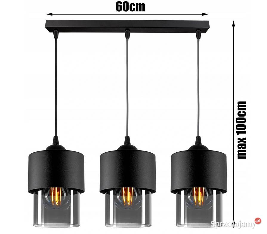 LAMPA WISZĄCA SUFITOWA potrójna czarna szklana podlaskie Choroszcz