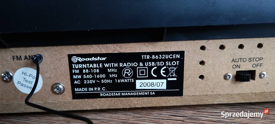Gramofon Roadstar TTR8632U Stan Zgrywaj winyle Wąbrzeźno