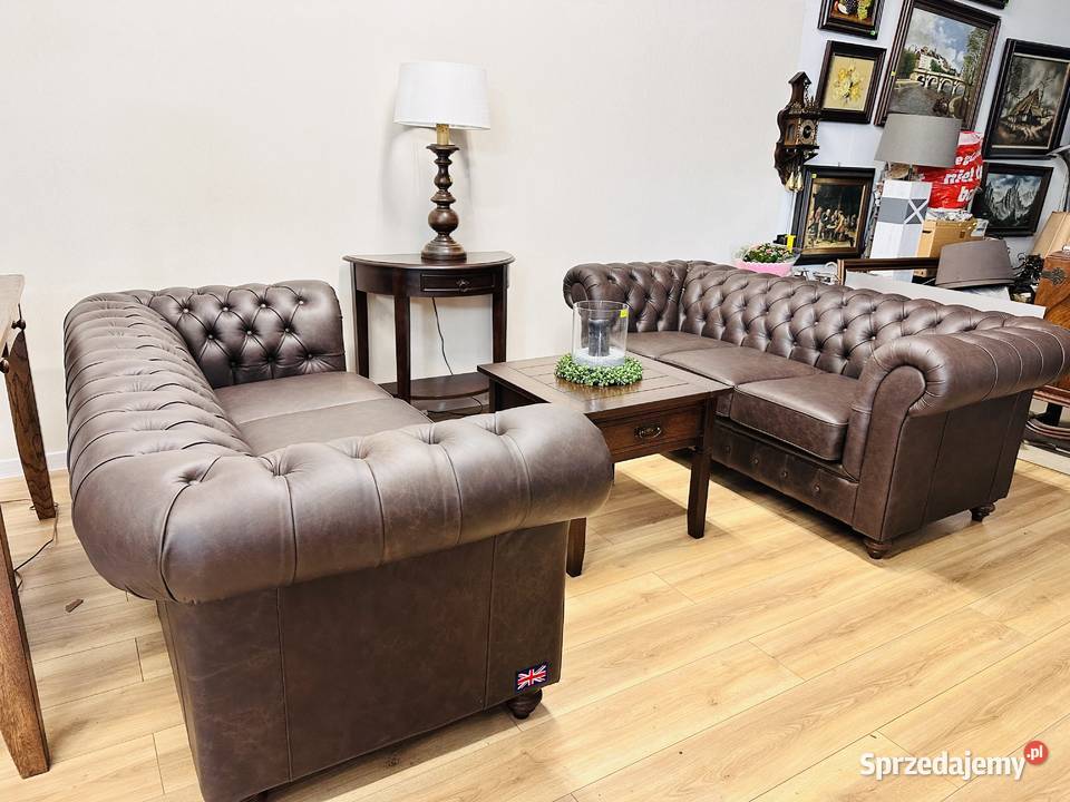 Ekskluzywny angielski komplet dwóch kanap pomorskie Tczew