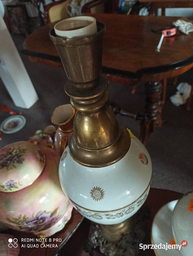 lampa z mosiądzu i porcelany pomorskie Gdańsk