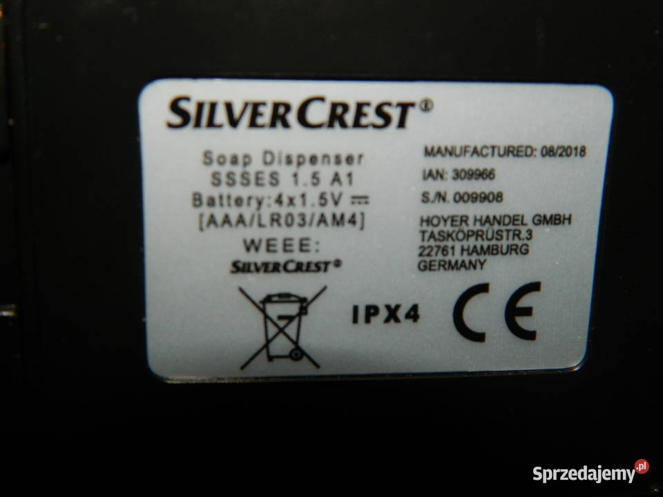 Silvercrest dozownik mydła z czujnikiem ruchu Trzebinia