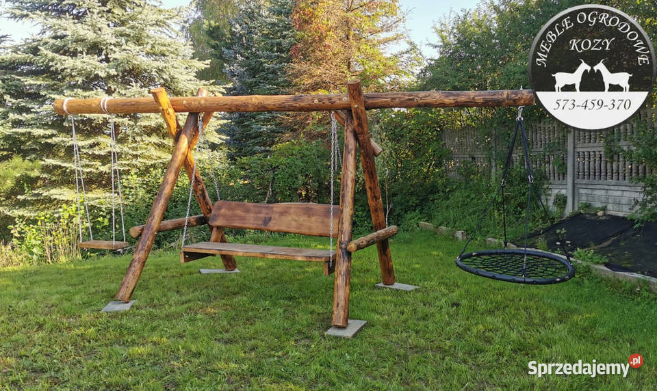 PROMOCJA Huśtawka drewniana z grubych bali plac Tarnów