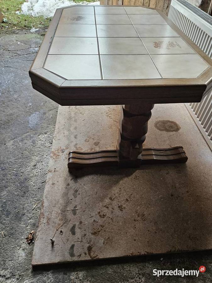 stół stolik kawowy blat z płytek PRL 111x70 Nowe Budkowice