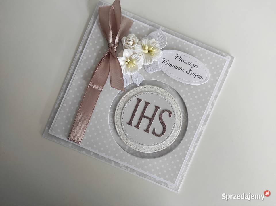 Kartka ręcznie robiona na Komunię Świętą z