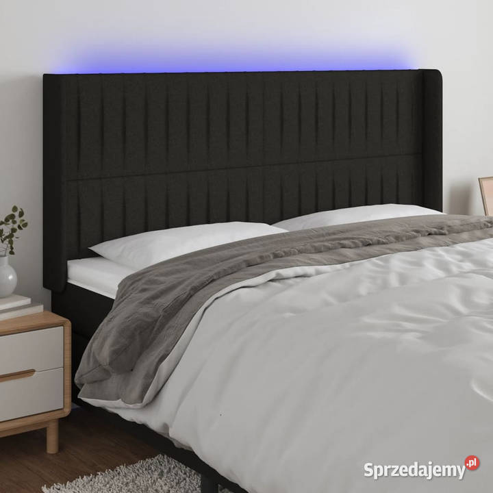 Zagłówek do łóżka z LED czarny 203x16x118128 mazowieckie sprzedam