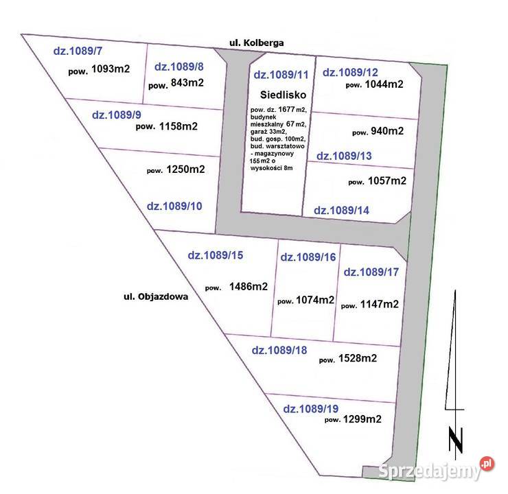 Działka budowlana 1093m2 Kutno