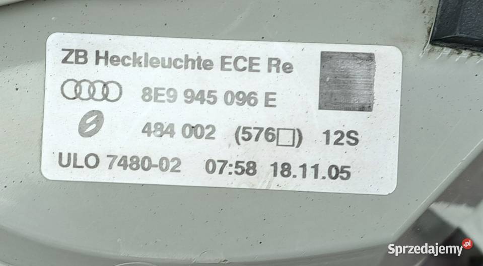 8E9945096E lampa tylna prawa Audi A4 B7 Avant Motoryzacja sprzedam