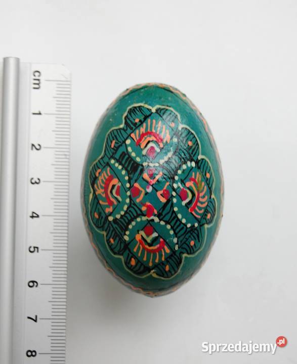 Stara pisanka drewniana ręcznie malowana Ukraina wielokolorowy Lublin