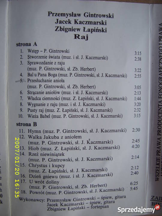 Ballada kaseta P GINTROWSKI RAJ dolnośląskie Wołów