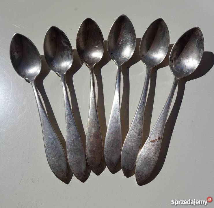 Komplet 6 łyżeczek srebrnych z widoczną próbą Warszawa sprzedam