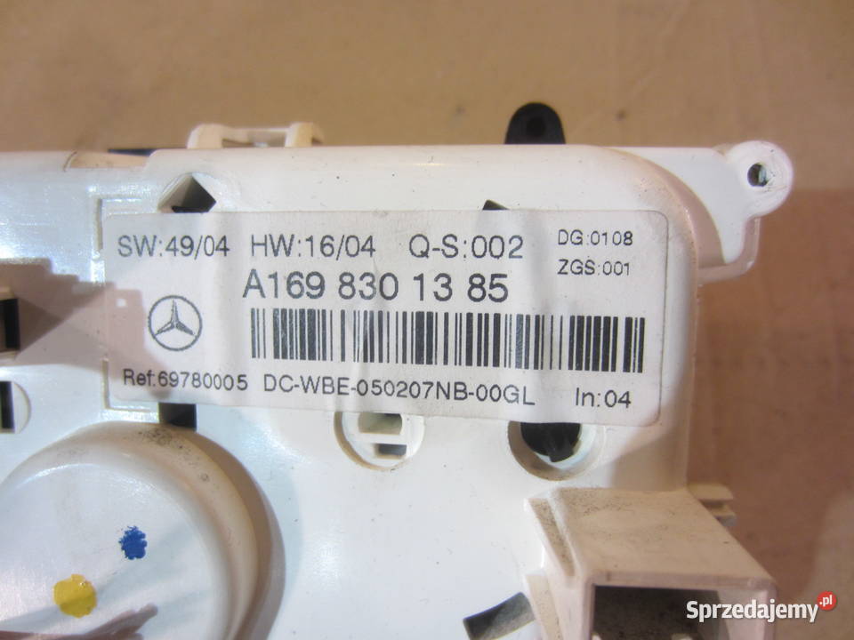 Panel sterowania nawiewu A1698301385 mercecdes a klimatyzacja Ogrzewanie, wentylacja i klimatyzacja