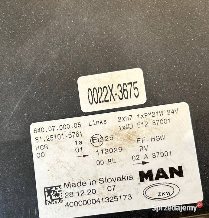 REFLEKTOR LAMPA PRZÓD MAN TGX E6 LEWA Sulechów