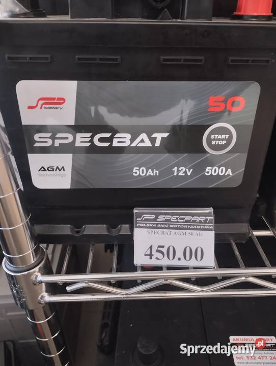 Akumulator SPECBAT AGM STARTSTOP 50Ah 500A P Pozostałe Szczecin