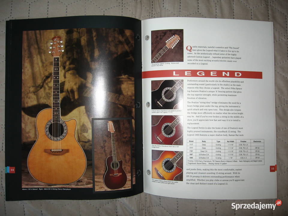 Ovation Guitars 1994 katalog gitar Kępice