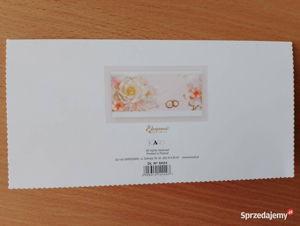 Kartka okolicznościowa z życzeniami W DNIU ŚLUBU wielkopolskie Oborniki